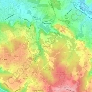 Antornac topographic map, elevation, terrain