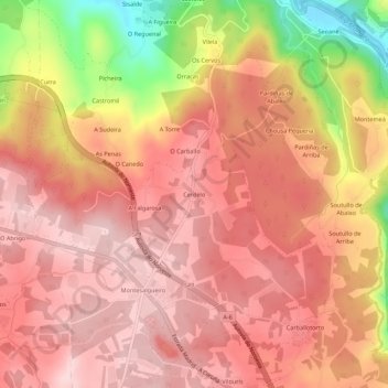 Cerdelo topographic map, elevation, terrain