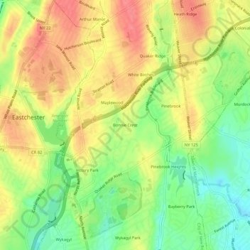 Bonnie Crest topographic map, elevation, terrain