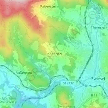 Innenried topographic map, elevation, terrain