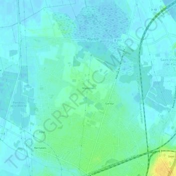 Marensin topographic map, elevation, terrain