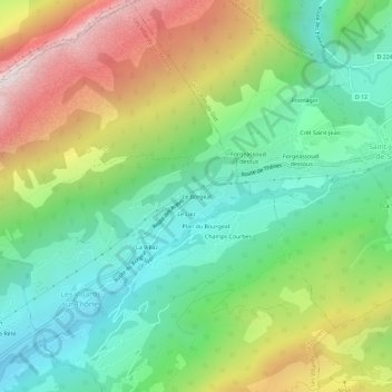 Le Borgeal topographic map, elevation, terrain
