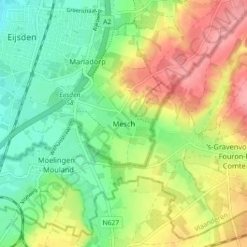 Mesch topographic map, elevation, terrain