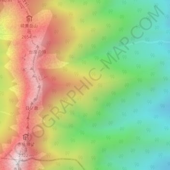 Yatsugatake Mountains topographic map, elevation, terrain