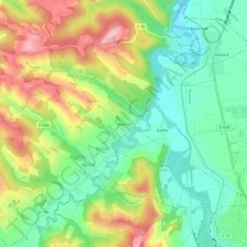 Majonis topographic map, elevation, terrain