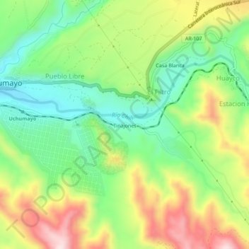 Tinajones topographic map, elevation, terrain
