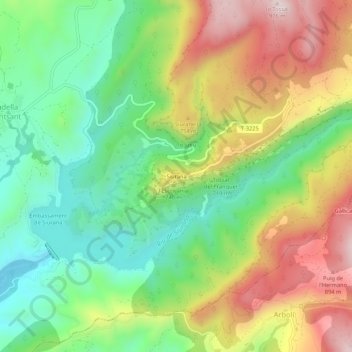Siurana topographic map, elevation, terrain