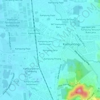 Kampung Jana topographic map, elevation, terrain