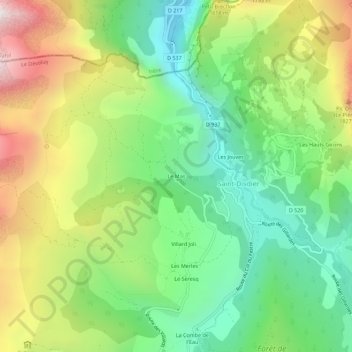 Le Mas topographic map, elevation, terrain