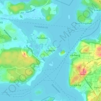 Solsidan topographic map, elevation, terrain