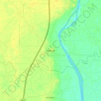 Mohna topographic map, elevation, terrain