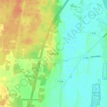 Åbytorp topographic map, elevation, terrain
