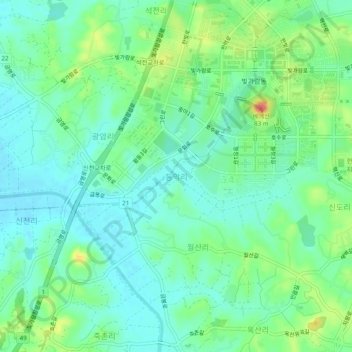 Dong-ak-ri topographic map, elevation, terrain