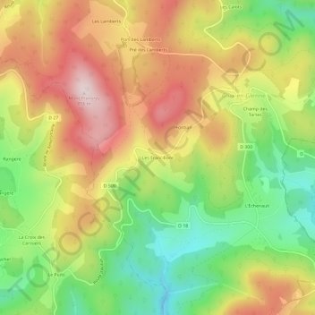 Les Francillons topographic map, elevation, terrain