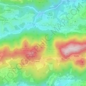 Medvednik topographic map, elevation, terrain
