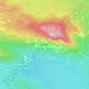 Tunhovd topographic map, elevation, terrain