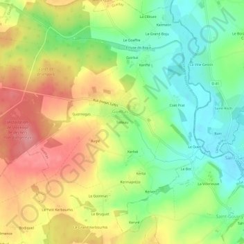 Tréleau topographic map, elevation, terrain