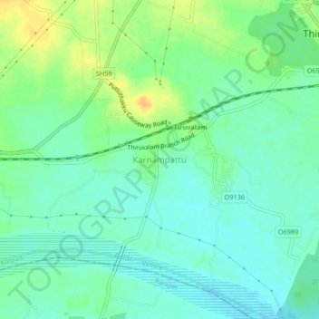 Karnampattu topographic map, elevation, terrain