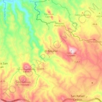 El Rosario topographic map, elevation, terrain