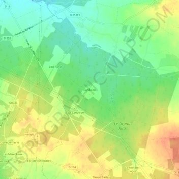 Candelon topographic map, elevation, terrain