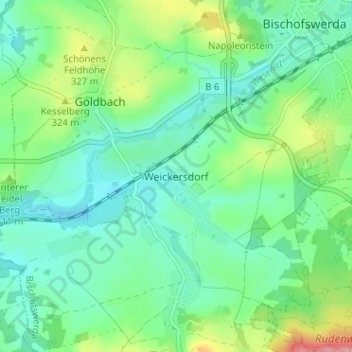 Weickersdorf topographic map, elevation, terrain