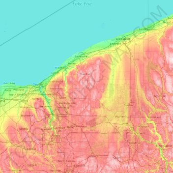 Geauga topographic map, elevation, terrain