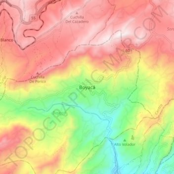 Boyacá topographic map, elevation, terrain