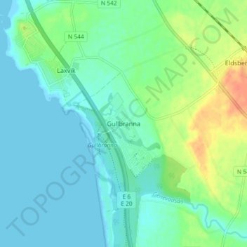 Gullbranna topographic map, elevation, terrain