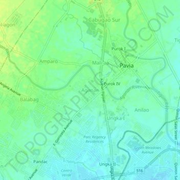 Aganan topographic map, elevation, terrain