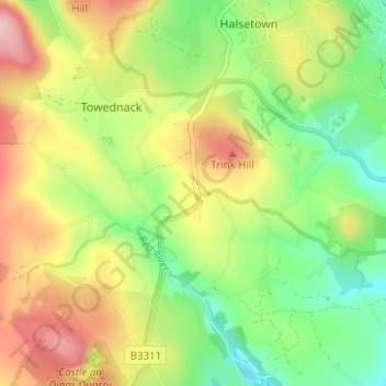 Cripplesease topographic map, elevation, terrain