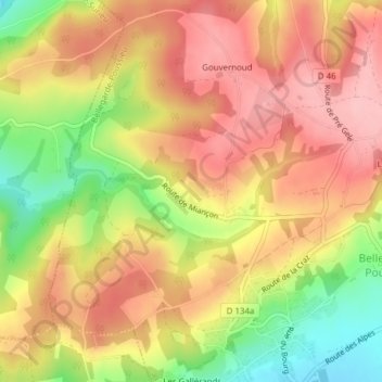 Miançon topographic map, elevation, terrain