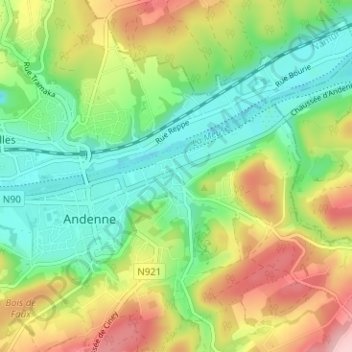 Andenelle topographic map, elevation, terrain