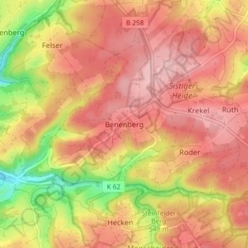 Benenberg topographic map, elevation, terrain