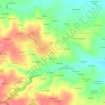 Kerlann topographic map, elevation, terrain