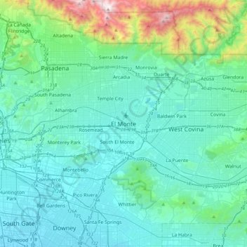 El Monte topographic map, elevation, terrain