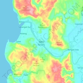 Agno topographic map, elevation, terrain
