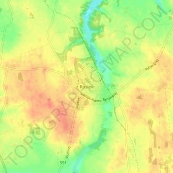 Roslev topographic map, elevation, terrain