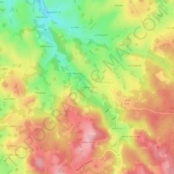 Parleix topographic map, elevation, terrain