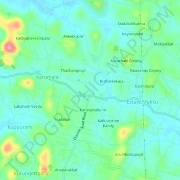 Mangattivayal topographic map, elevation, terrain