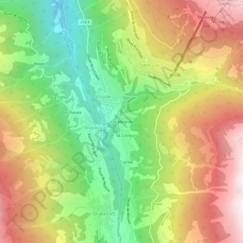 Les Morands topographic map, elevation, terrain