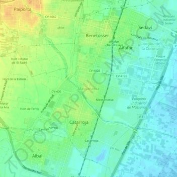 Masanasa topographic map, elevation, terrain