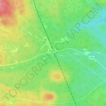 Röjan topographic map, elevation, terrain