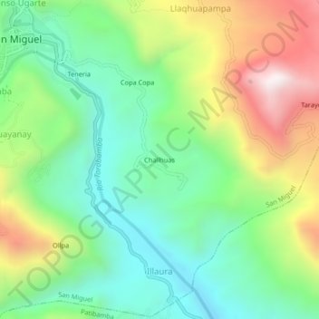 Challhuas topographic map, elevation, terrain