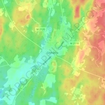 Glimåkra topographic map, elevation, terrain
