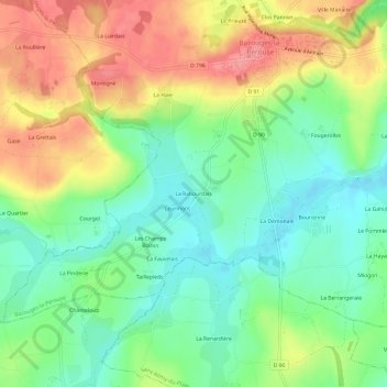 La Rabourdais topographic map, elevation, terrain