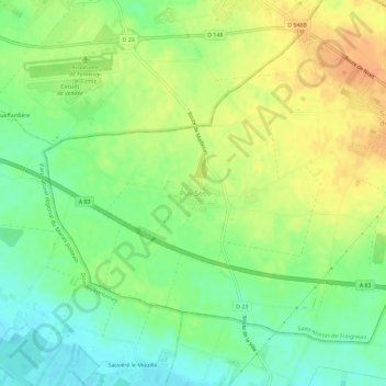 Puy Sec topographic map, elevation, terrain