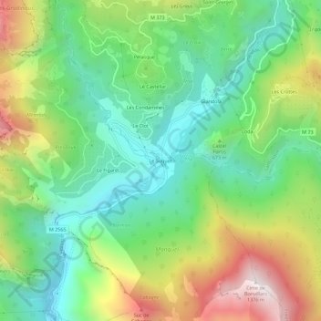 Le Suquet topographic map, elevation, terrain