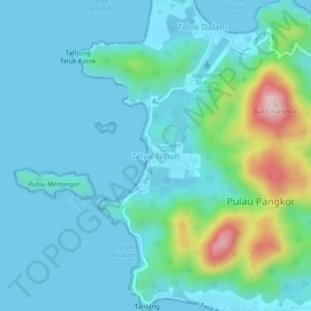 Teluk Nipah topographic map, elevation, terrain