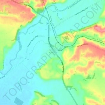 Turakina topographic map, elevation, terrain
