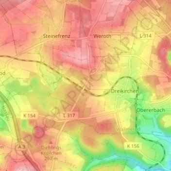 Steinefrenz Bahnhof topographic map, elevation, terrain